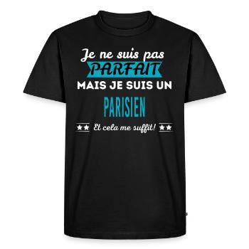 Je ne suis pas parfait PARISIEN - T-shirt Premium bio Homme - noir - Devant - Nico (187cm)