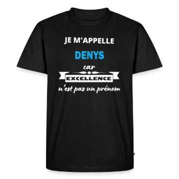 Je m'appelle excellence Denys - T-shirt Premium bio Homme - noir - Devant - Nico (187cm)