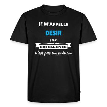 Je m'appelle excellence Desir - T-shirt Premium bio Homme - noir - Devant - Nico (187cm)