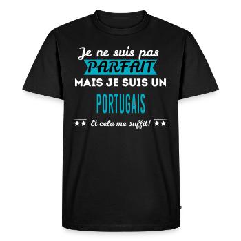 Je ne suis pas parfait PORTUGAIS - T-shirt Premium bio Homme - noir - Devant - Nico (187cm)