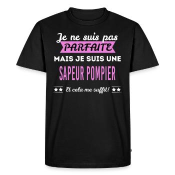 Je ne suis pas parfaite sapeur pompier - T-shirt Premium bio Homme - noir - Devant - Nico (187cm)