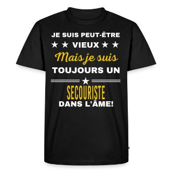 Je suis peut-être vieux SECOURISTE - T-shirt Premium bio Homme - noir - Devant - Nico (187cm)