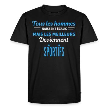 tous les hommes naissent égaux Sportifs - T-shirt Premium bio Homme - noir - Devant - Nico (187cm)