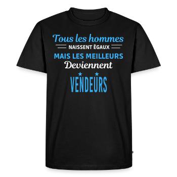 tous les hommes naissent égaux Vendeurs - T-shirt Premium bio Homme - noir - Devant - Nico (187cm)