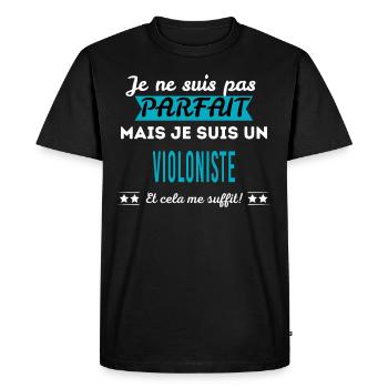 Je ne suis pas parfait VIOLONISTE - T-shirt Premium bio Homme - noir - Devant - Nico (187cm)