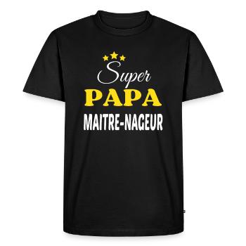 Super Papa MAITRE-NAGEUR ANNIVERSAIRE - T-shirt Premium bio Homme - noir - Devant - Nico (187cm)
