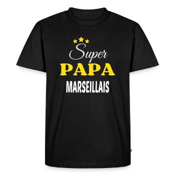 Super Papa MARSEILLAIS ANNIVERSAIRE - T-shirt Premium bio Homme - noir - Devant - Nico (187cm)