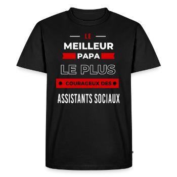 meilleur papa courageux des Assistants sociaux - T-shirt Premium bio Homme - noir - Devant - Nico (187cm)