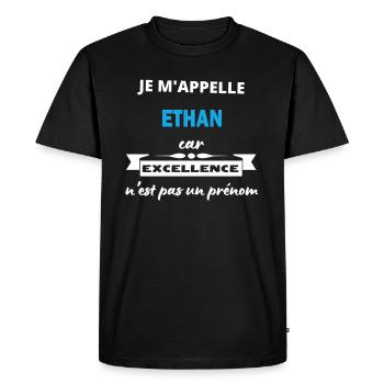 Je m'appelle excellence Ethan - T-shirt Premium bio Homme - noir - Devant - Nico (187cm)