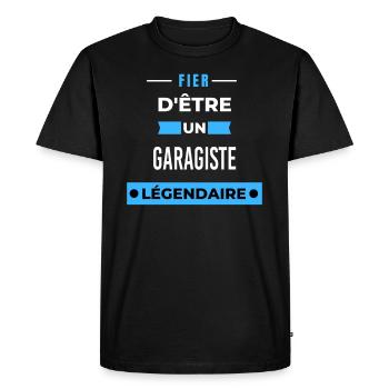 Fier d'être un légendaire GARAGISTE HUMOUR - T-shirt Premium bio Homme - noir - Devant - Nico (187cm)