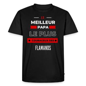 Le meilleur papa, le plus courageux des Flamands - T-shirt Premium bio Homme - noir - Devant - Nico (187cm)
