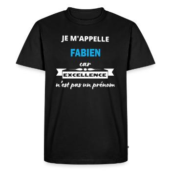 Je m'appelle excellence Fabien - T-shirt Premium bio Homme - noir - Devant - Nico (187cm)