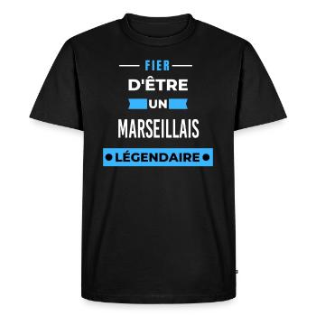 Fier d'être un légendaire MARSEILLAIS HUMOUR - T-shirt Premium bio Homme - noir - Devant - Nico (187cm)