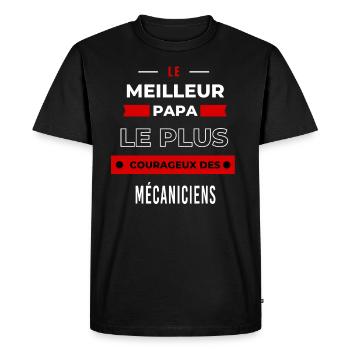 Le meilleur papa plus courageux des Mécaniciens - T-shirt Premium bio Homme - noir - Devant - Nico (187cm)