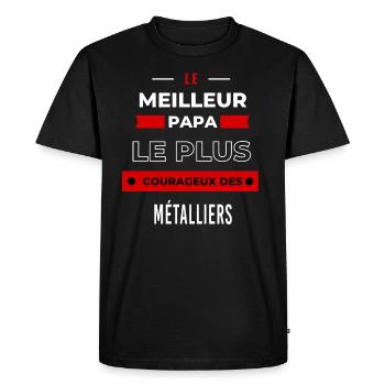 Le meilleur papa, le plus courageux des Métalliers - T-shirt Premium bio Homme - noir - Devant - Nico (187cm)