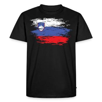Drapeau de la Slovénie utilisé - T-shirt Premium bio Homme - noir - Devant - Nico (187cm)