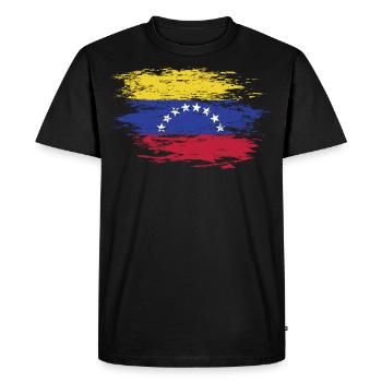 Drapeau du Venezuela utilisé - T-shirt Premium bio Homme - noir - Devant - Nico (187cm)