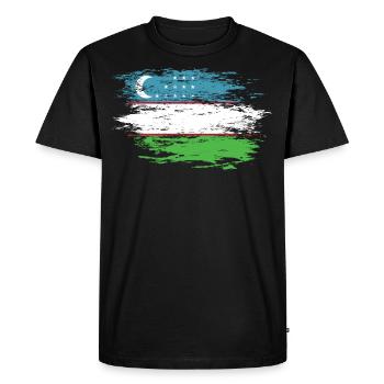 Uzbekistan flag used - Men's Premium Organic T-Shirt - black - Front - Nico (187cm)