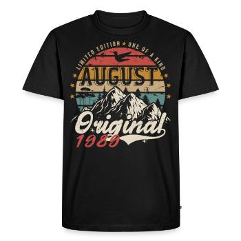 Août 1989 - Fabriqué En Août 1989 - Vintage 1989 - T-shirt Premium bio Homme - noir - Devant - Nico (187cm)