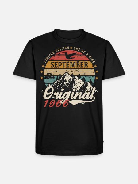 Retro 1966 September Vintage September 1966 Gave - Herre Premium økologisk T-shirt - sort