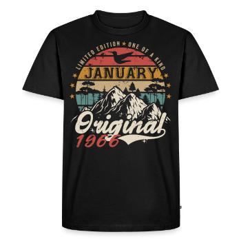 Janvier 1966 Cadeau Anniversaire - Janvier 1966 - T-shirt Premium bio Homme - noir - Devant - Nico (187cm)