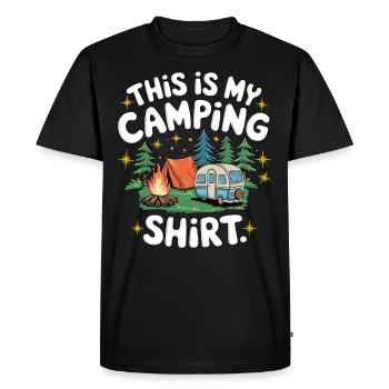 C’est ma chemise de camping - T-shirt Premium bio Homme - noir - Devant - Nico (187cm)
