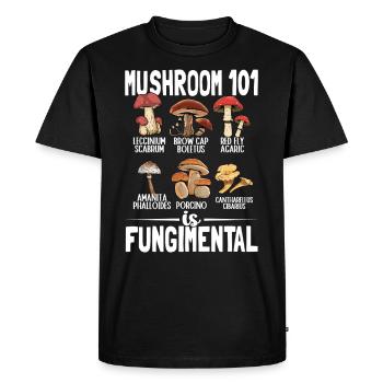 Les champignons Mushroom 101 sont des cueilleurs de champignons fondamentaux - T-shirt Premium bio Homme - noir - Devant - Nico (187cm)