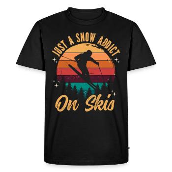 Juste un accro de la neige sur le ski Vintage Retro - T-shirt Premium bio Homme - noir - Devant - Nico (187cm)