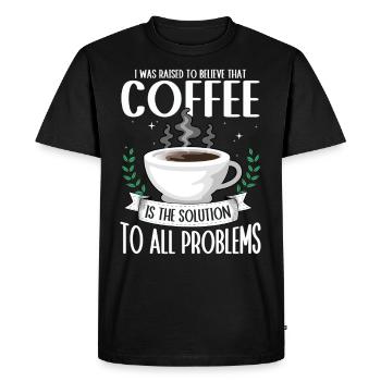 Le café : la solution à tous les problèmes Le café - T-shirt Premium bio Homme - noir - Devant - Nico (187cm)