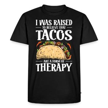 On m’a appris que les tacos sont une forme de thérapie - T-shirt Premium bio Homme - noir - Devant - Nico (187cm)