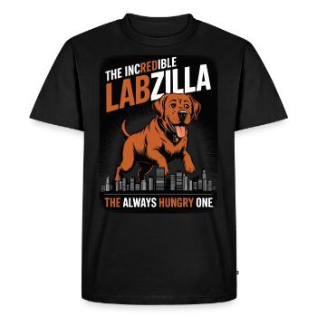 Labzilla – Labrador roux en mode monstre - T-shirt Premium bio Homme - noir - Devant - Nico (187cm)