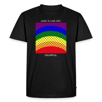 Love Is Like Art, Colorful LGBT Gay Pride Geometry - Men's Premium Organic T-Shirt - black - Front - Nico (187cm)