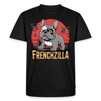 Frenchzilla – Small, stubborn, totally escalated - Men's Premium Organic T-Shirt - black - Front - Nico (187cm)