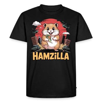 Hamzilla – La collation prend sa revanche - T-shirt Premium bio Homme - noir - Devant - Nico (187cm)