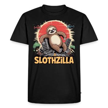 Slothzilla – Destruction au ralenti - T-shirt Premium bio Homme - noir - Devant - Nico (187cm)