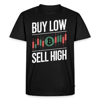 Buy Low – Sell High – Crypto Rule - Men's Premium Organic T-Shirt - black - Front - Nico (187cm)