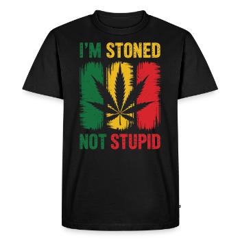Je suis défoncé, pas stupide - T-shirt Premium bio Homme - noir - Devant - Nico (187cm)