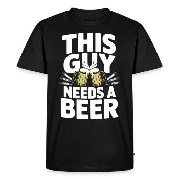 Ce gars a besoin d’une bière - T-shirt Premium bio Homme - noir - Devant - Nico (187cm)