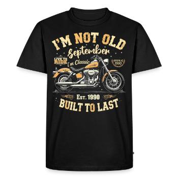 Anniversaire 1990 Millésime Septembre 1990 Cadeau - T-shirt Premium bio Homme - noir - Devant - Nico (187cm)