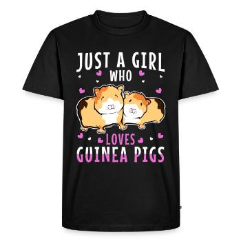 Juste une fille qui aime les cochons d’Inde - T-shirt Premium bio Homme - noir - Devant - Nico (187cm)