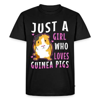 Juste une fille qui aime les cochons d’Inde - T-shirt Premium bio Homme - noir - Devant - Nico (187cm)