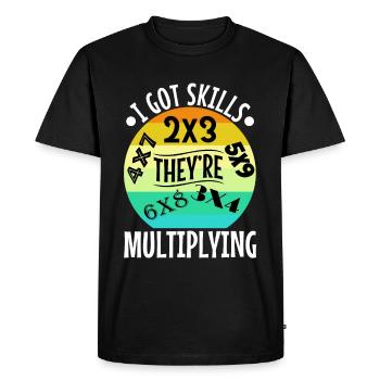 J’ai acquis des compétences qu’ils multiplient - T-shirt Premium bio Homme - noir - Devant - Nico (187cm)