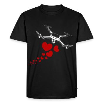 Drone avec des cœurs - T-shirt Premium bio Homme - noir - Devant - Nico (187cm)