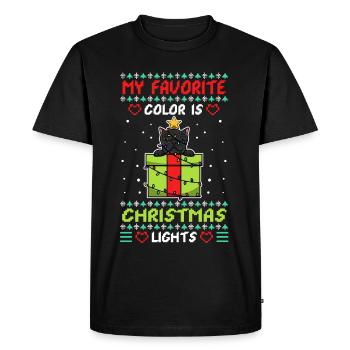 Ma couleur préférée est les lumières de Noël - T-shirt Premium bio Homme - noir - Devant - Nico (187cm)