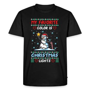 Ma couleur préférée est les lumières de Noël - T-shirt Premium bio Homme - noir - Devant - Nico (187cm)