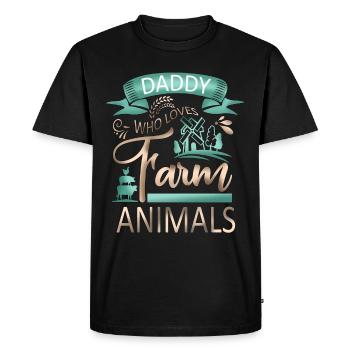 Papa qui aime les animaux de la ferme - Cow Pig Goat Lover - T-shirt Premium bio Homme - noir - Devant - Nico (187cm)