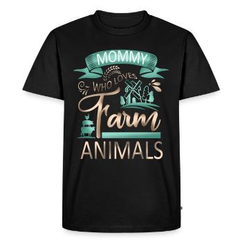 Maman qui aime les animaux de ferme - Cow Pig Goat Lover - T-shirt Premium bio Homme - noir - Devant - Nico (187cm)