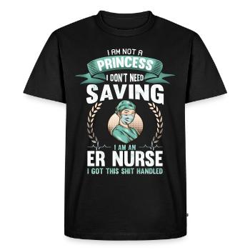 Drôle d’infirmière aux urgences Je ne suis pas une princesse Infirmière Sarcasme - T-shirt Premium bio Homme - noir - Devant - Nico (187cm)