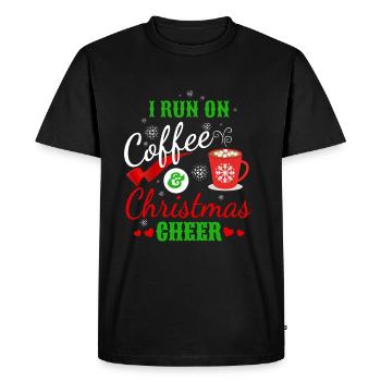 Je cours sur le café et la joie de Noël drôle de dire - T-shirt Premium bio Homme - noir - Devant - Nico (187cm)
