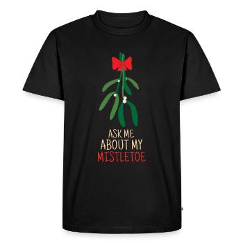 Posez-moi des questions sur le gui symbole de l’amour pour Noël - T-shirt Premium bio Homme - noir - Devant - Nico (187cm)